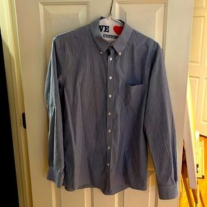 Lightly used Blue & White striped Brooks Brothers Milano Fit 16.5-35 dress shirt